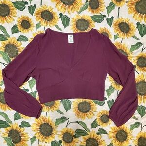 Lucy and Yak 70s-inspired Purple Crop Top